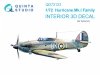 Quinta Studio QD72123 Hurricane Mk.I family 3D-Printed coloured Interior on decal paper (Airfix) 1/72